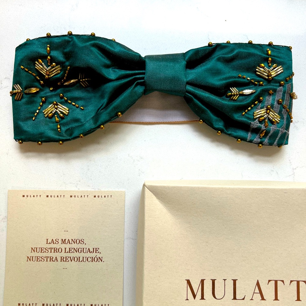 Handmade Green Embellished Hair Bow